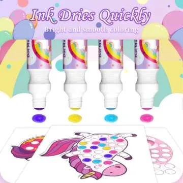 weirtoya Dot Markers Set with 10 Colors Dot Markers Unicorn Tote Bag Stickers Stamps Coloring Book, 50 pcs Unicorns Gifts For Girls Birthday Gifts Dot Art Supplies… (Unicorns)