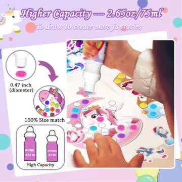 weirtoya Dot Markers Set with 10 Colors Dot Markers Unicorn Tote Bag Stickers Stamps Coloring Book, 50 pcs Unicorns Gifts For Girls Birthday Gifts Dot Art Supplies… (Unicorns)
