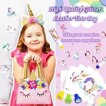 weirtoya Dot Markers Set with 10 Colors Dot Markers Unicorn Tote Bag Stickers Stamps Coloring Book, 50 pcs Unicorns Gifts For Girls Birthday Gifts Dot Art Supplies… (Unicorns)