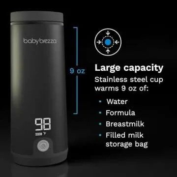 Baby Brezza Superfast Portable Baby Bottle Warmer – 50% Faster - Travel Breastmilk Warmer and Formula Warmer - Safe, Even Heating - Up to 9oz - No Adapters, White