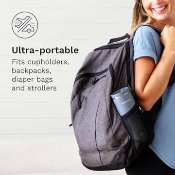 Baby Brezza Superfast Portable Baby Bottle Warmer – 50% Faster - Travel Breastmilk Warmer and Formula Warmer - Safe, Even Heating - Up to 9oz - No Adapters, White