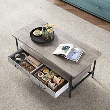 LINSY HOME Coffee Table with Storage and Drawers