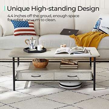 LINSY HOME Coffee Table with Storage and Drawers