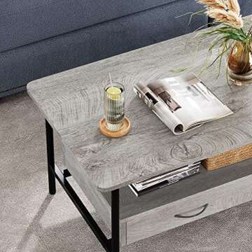 LINSY HOME Coffee Table with Storage and Drawers