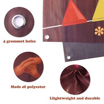 FEPITO Happy Thanksgiving Banner Extra Large Give Thanks Banner 70In X 41 In, Fall Banner Thanksgiving Turkey Pumpkin Maple Leaves Banner for Thanksgiving Decorations Fall Party Outdoor Indoor Décor