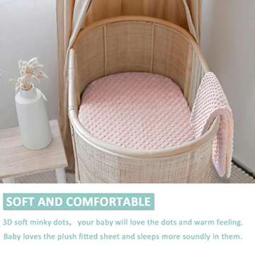 Owlowla Bassinet Sheet Set,Ultra Soft Minky Cradle Sheets Universal Fitted Bassinet Pad/Mattress for Baby Boys Girls(Ivory/Khaki)