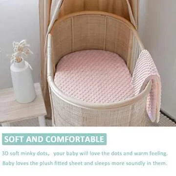 Owlowla Bassinet Sheet Set,Ultra Soft Minky Cradle Sheets Universal Fitted Bassinet Pad/Mattress for Baby Boys Girls(Ivory/Khaki)