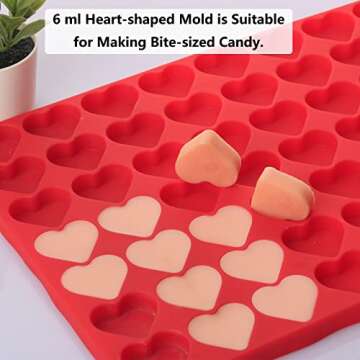 Heart Silicone Molds, 63 Large Heart Chocolate Mold for Baking Candy Gummy Jelly, Lovely Heart Shaped Chocolate Molds, Heart Candy Mold for Birthday & Valentine's Day Gifts for Women Men Lovers