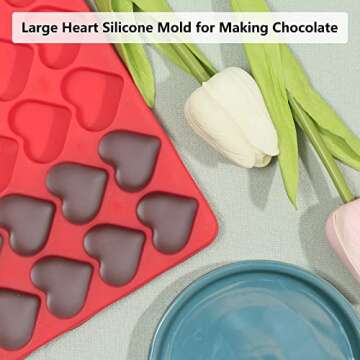 Heart Silicone Molds, 63 Large Heart Chocolate Mold for Baking Candy Gummy Jelly, Lovely Heart Shaped Chocolate Molds, Heart Candy Mold for Birthday & Valentine's Day Gifts for Women Men Lovers