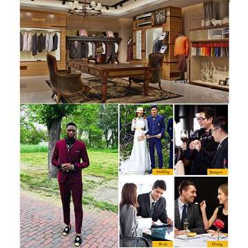 YIMANIE Men's 3-Piece Slim Fit Formal Suit Set