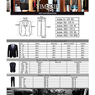 YIMANIE Men's 3-Piece Slim Fit Formal Suit Set