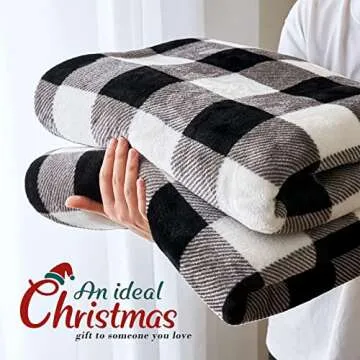 MIULEE Buffalo Plaid Sherpa Fleece Throw Blanket - Warm & Stylish