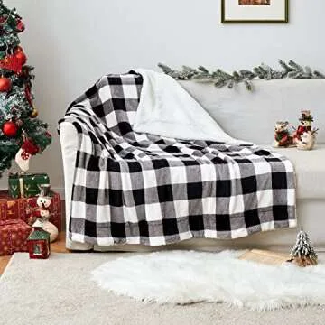 MIULEE Buffalo Plaid Sherpa Fleece Throw Blanket - Warm & Stylish