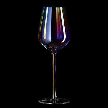 The Wine Savant Iridescent Crystal Glasses - Crystal Luster Radiance Set of 4-17.5 oz Rainbow Colored Stemware Glassware - Red & White Wine Durable Pearl Color Champagne Glasses, An Ethereal Shine