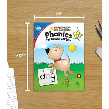 Phonics Workbook for Kindergarten, Sight Words, Tracing Letters, Consonant and Vowel Sounds, Writing Practice With Incentive Chart and Reward ... Curriculum (Home Workbooks) (Volume 12)