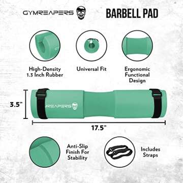 Gymreapers Barbell Squat Pad - Protective Bridge Pad For Hip Thrust, Squats, Lunges - Hip Support, Neck Protection For Bar (Mint)