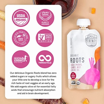 Serenity Kids Organic Veggie Puree Baby Food Pouches - 6 Count