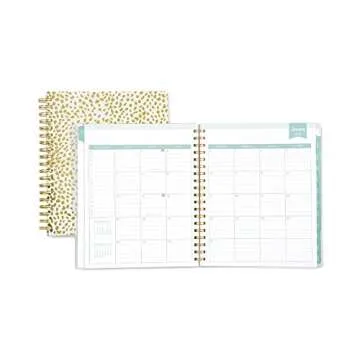 Day Designer for Blue Sky 2018 Daily & Monthly Planner, Twin-Wire Binding, 8" x 10", Gold Spotty