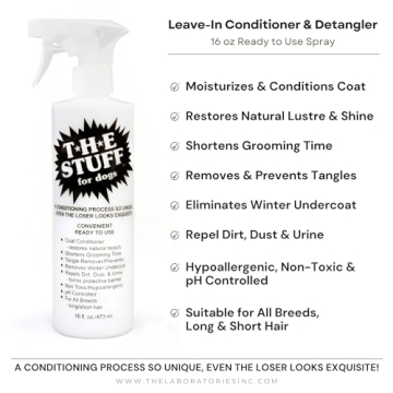 The Stuff Leave-In Dog Conditioner and Detangler Spray | 16oz Ready to Use | Perfect Solution for Managing Matted Dog Hair | Top Rated Dog Detangling and Dematting Spray