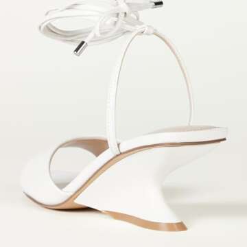 The Drop Women's Phoenix Lace Up Sculpted Heeled Sandal, White, 8.5