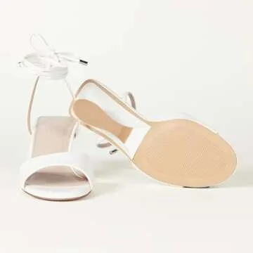 The Drop Women's Phoenix Lace Up Sculpted Heeled Sandal, White, 8.5