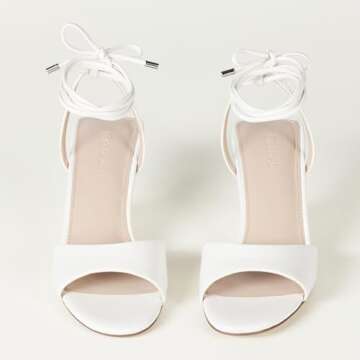 The Drop Women's Phoenix Lace Up Sculpted Heeled Sandal, White, 8.5