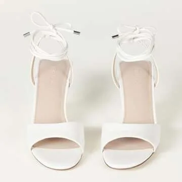 The Drop Women's Phoenix Lace Up Sculpted Heeled Sandal, White, 8.5