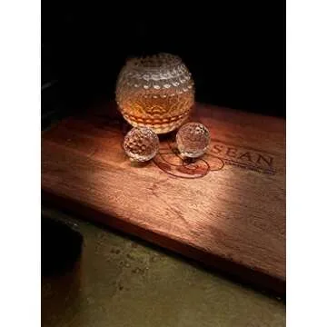 Golf Ball Shaped Whiskey Chillers, Single Whiskey Glass & Storage Bag - Non Lead Crystal Whiskey Stones for Chilling Vodka, Whiskey & Scotch - Fun Cocktail Glasses - Golf Drinking Accessories