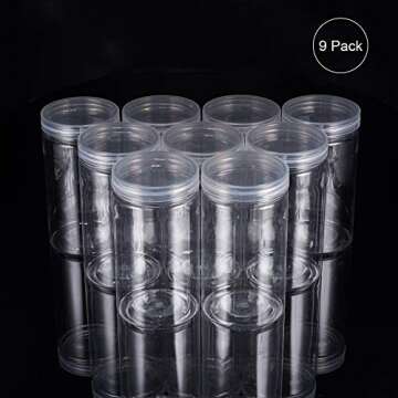 BENECREAT 9 Pack 10 Ounce Transparent Slime Storage Favor Jars Wide-Mouth Containers with Lids for DIY Slime,Ingredients,Party Favors and Other Crafts (2.5 x 4.6 Inch)