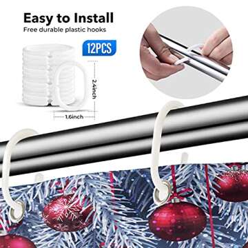Christmas Balls Silver Snow Shower Curtain Set - Emvency