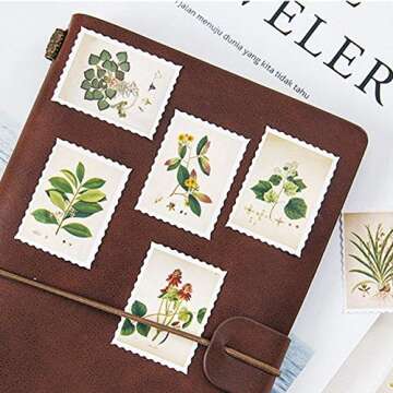 135 Vintage Herb Post Stamp Stickers for Crafting and Journals