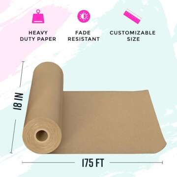 Bryco Goods Jumbo Kraft Paper Roll - Brown - 18" x 2100" (175') - USA Made - Suitable for Packing - Moving - Shipping - Crafts - Wall Art - Bulletin Boards - Floor Covering - Table Runner