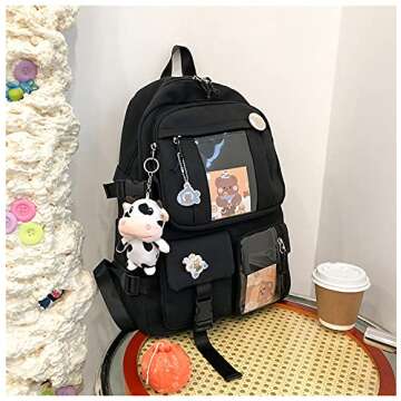 GGOOB Kawaii Backpack - Cute Aesthetic Design with Fun Accessories - Ideal for School