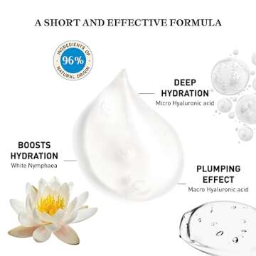 Embryolisse Hydra-Serum, Ultra-Hydrating Lightweight Hyaluronic Acid Facial Serum with White Water Lily, For Oily to Combination Skin, 1.01 Fl Oz