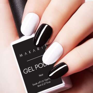 Makartt Gel Nail Polish Kit, Black White Nail Polish Gel Set Noir & Blanc Winter Soak Off Nail Gel P...