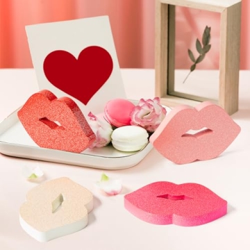 WATINC 4PCS Valentine Lips Wooden Tiered Tray Sign Decor