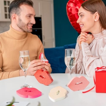 WATINC 4PCS Valentine Lips Wooden Tiered Tray Sign Decor