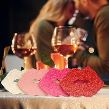 WATINC 4PCS Valentine Lips Wooden Tiered Tray Sign Decor