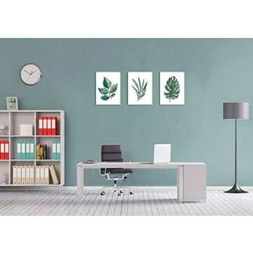 Green Leaf Wall Art Simple Life Leaves Canvas Pictures Watercolor Painting Prints Contemporary Canvas Artwork Ready to Hang for Bedroom Bathroom Living Room Wall Decor 12" x 16" x 3 Pieces