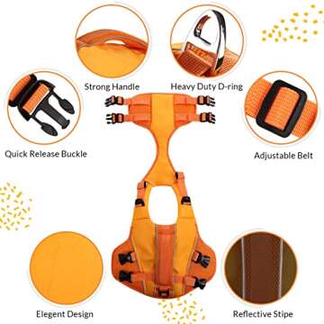 ASENKU Dog Life Jacket with Rescue Handle, Dog Life Vest for Swimming Boating with High Flotation, Ripstop Lightweight Pet Life Preserver with Reflective Stripes for Small Medium Large Dogs