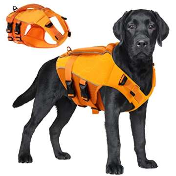 ASENKU Dog Life Jacket with Rescue Handle, Dog Life Vest for Swimming Boating with High Flotation, Ripstop Lightweight Pet Life Preserver with Reflective Stripes for Small Medium Large Dogs