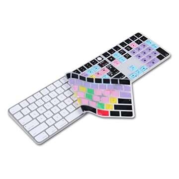 XSKN Final Cut Pro hotkey Silicone Keyboard Cover Skin for 2021 Released Apple iMac M1 24" Magic Keyboard with Touch ID and Numeric Keypad A2520 Keyboard - EU&US Layout (Not Suite Others Model)