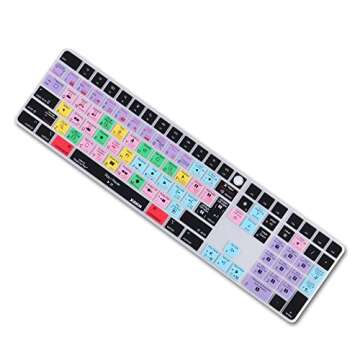 XSKN Final Cut Pro hotkey Silicone Keyboard Cover Skin for 2021 Released Apple iMac M1 24" Magic Keyboard with Touch ID and Numeric Keypad A2520 Keyboard - EU&US Layout (Not Suite Others Model)