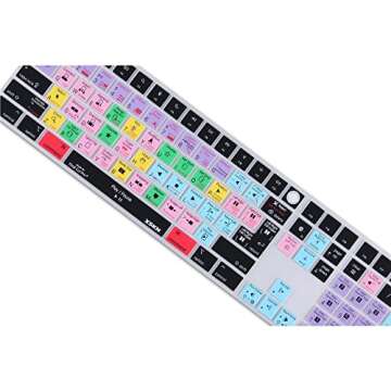 XSKN Final Cut Pro hotkey Silicone Keyboard Cover Skin for 2021 Released Apple iMac M1 24" Magic Keyboard with Touch ID and Numeric Keypad A2520 Keyboard - EU&US Layout (Not Suite Others Model)