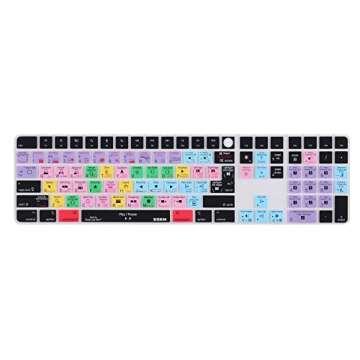 XSKN Final Cut Pro hotkey Silicone Keyboard Cover Skin for 2021 Released Apple iMac M1 24" Magic Keyboard with Touch ID and Numeric Keypad A2520 Keyboard - EU&US Layout (Not Suite Others Model)