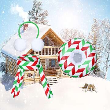 Aoriher 3 Pieces Christmas Doll Clothing Accessory Includes Earmuffs Plaid Cozy Scarf an Inflatable Snow Tube(Classic Style)