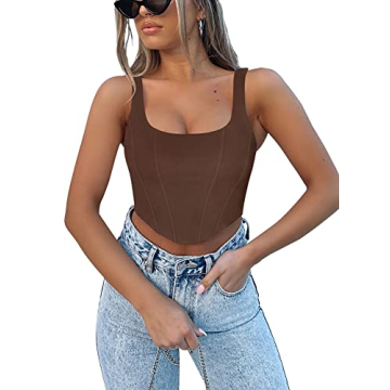 REORIA Women's Summer Sexy Bustier Corset Crop Top