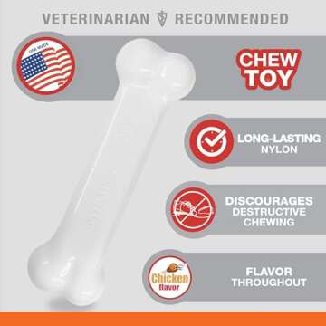 Nylabone Original Bone Power Chew Toy for Dogs, Durable Dog Toys for Aggressive Chewers, Basted Blast Bacon & Chicken Flavor, Medium - Up to 35 lbs, 2 Pack