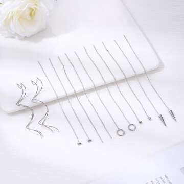 ORAZIO 6 Pairs Stainless Steel Chain Tassel Earrings for Women Lightweight Wave Threader Ball Dangle Drop Minimalist Chain Earrings Set