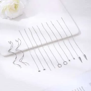 ORAZIO 6 Pairs Stainless Steel Chain Tassel Earrings for Women Lightweight Wave Threader Ball Dangle Drop Minimalist Chain Earrings Set